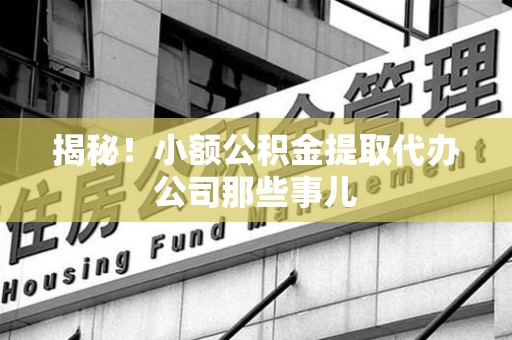 福建揭秘！小额公积金提取代办公司那些事儿
